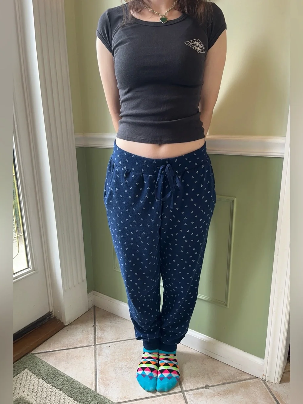 Secret Treasures blue heart pattern pajama pants